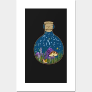 Mental Health Matters Design- Cottage Core Mushroom Crystals Posters and Art